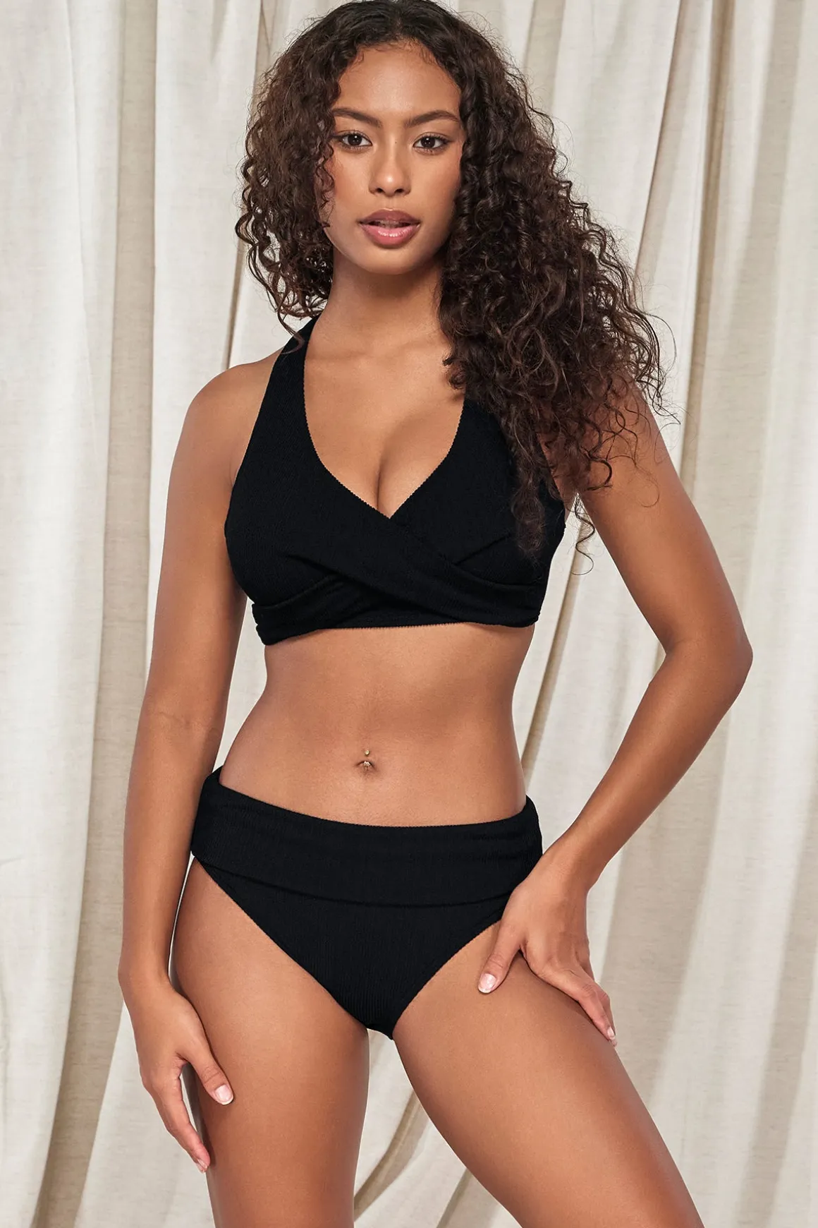 Pacifica Black Hannah High Waist Bottom