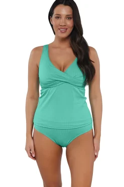 Sunsets Aqua Mist Sandbar Rib Elsie Tankini Top