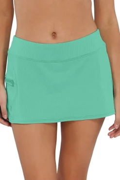 Sunsets Aqua Mist Sandbar Rib Sporty Swim Skirt