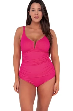 Sunsets Begonia Sandbar Rib Zuri V-Wire Tankini Top