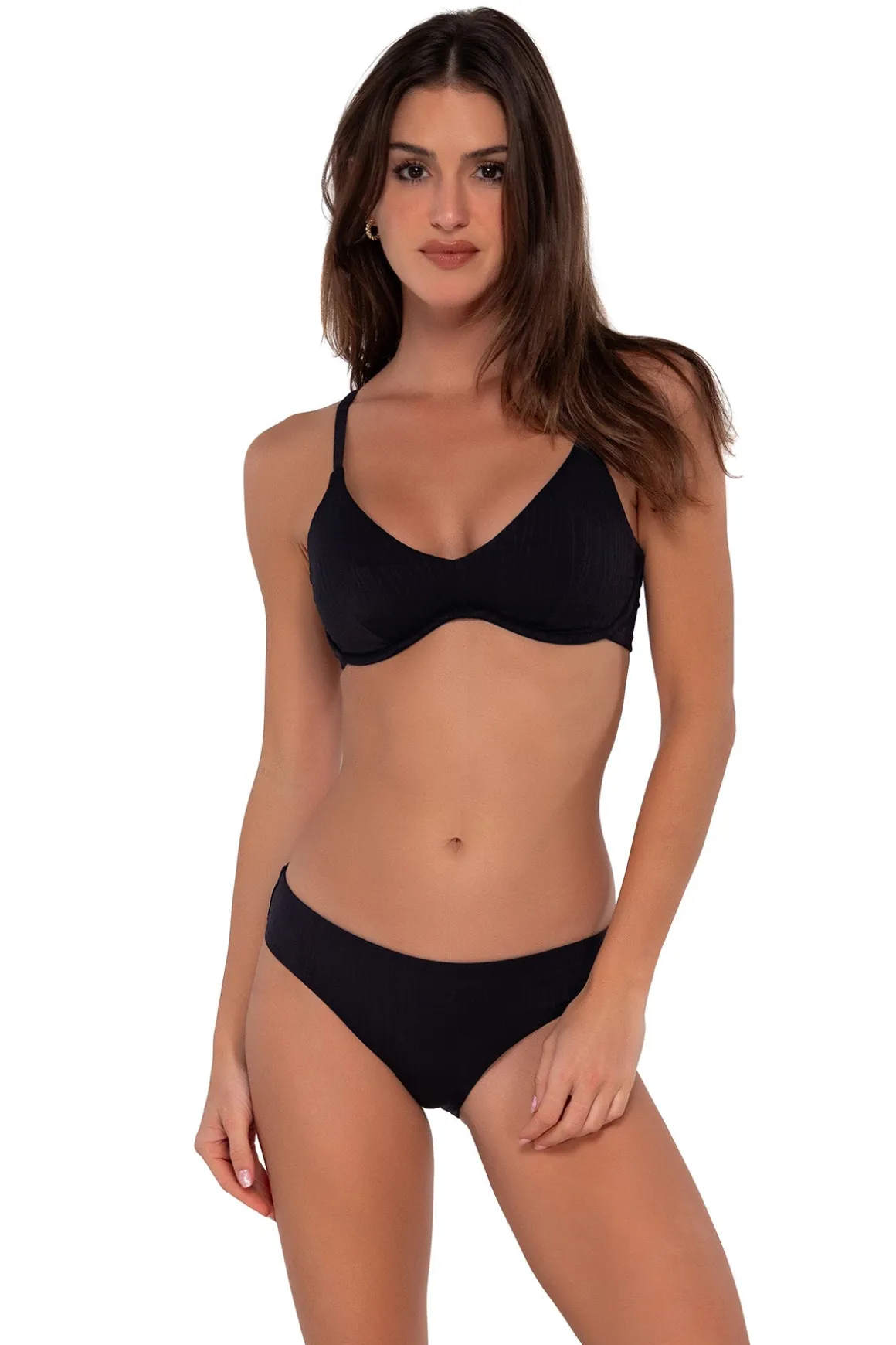 Sunsets Black Seagrass Texture Brooke U-Wire Top