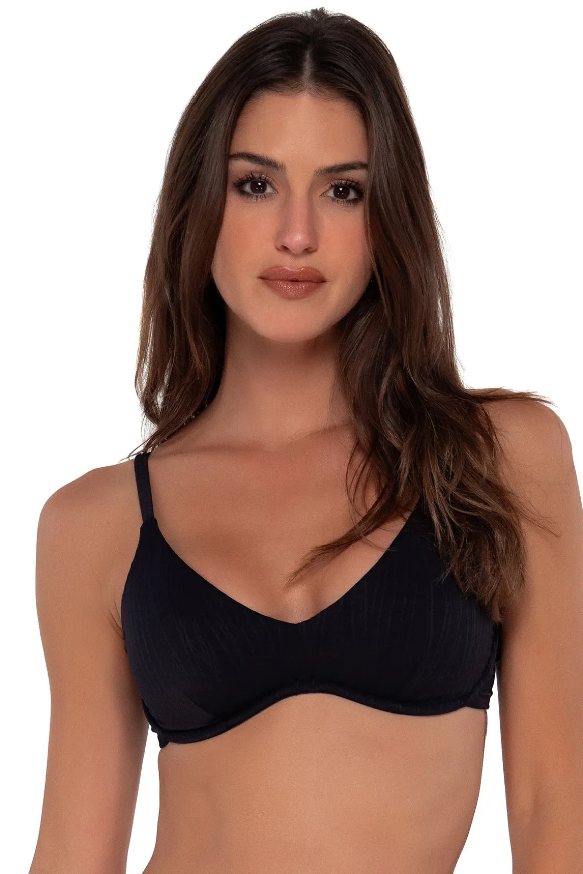 Sunsets Black Seagrass Texture Brooke U-Wire Top