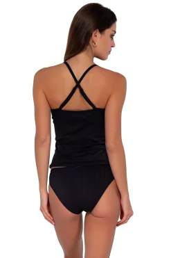 Sunsets Black Seagrass Texture Simone Tankini Top