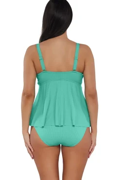 Sunsets Escape Aqua Mist Sandbar Rib Marin Tankini Top
