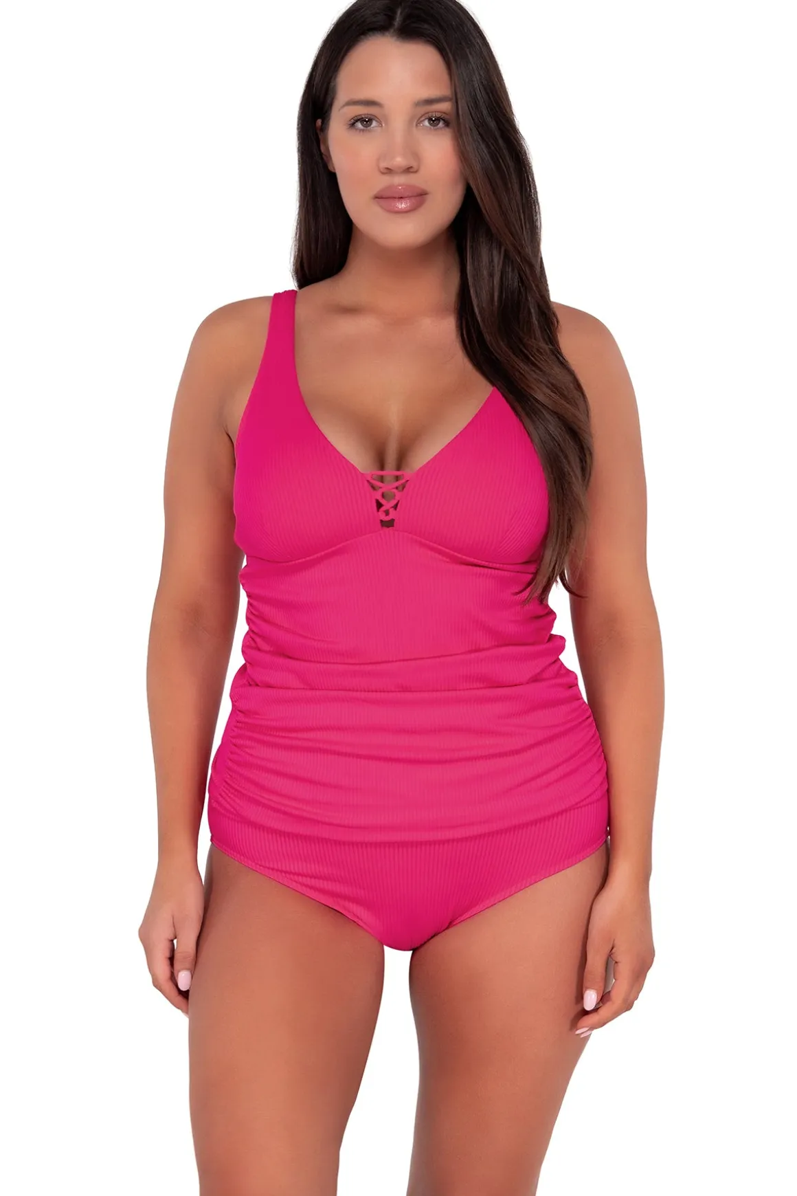 Sunsets Escape Begonia Sandbar Rib Emerson Tankini Top