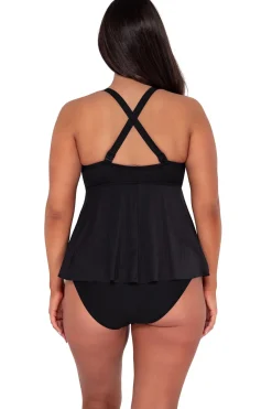 Sunsets Escape Black Seagrass Texture Marin Tankini Top