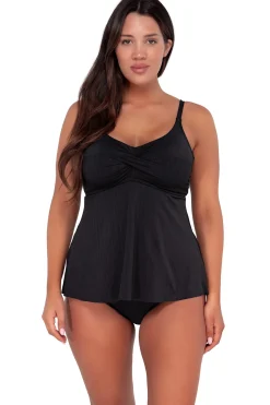 Sunsets Escape Black Seagrass Texture Tori Tankini Top