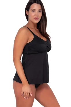 Sunsets Escape Black Seagrass Texture Tori Tankini Top