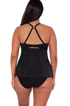 Sunsets Escape Black Seagrass Texture Tori Tankini Top