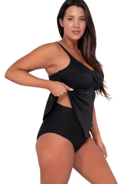 Sunsets Escape Black Seagrass Texture Tori Tankini Top
