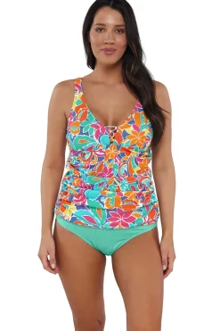 Sunsets Escape Festive Floral Sandbar Rib Emerson Tankini Top