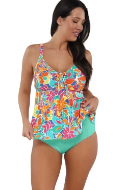 Sunsets Escape Festive Floral Sandbar Rib Marin Tankini Top