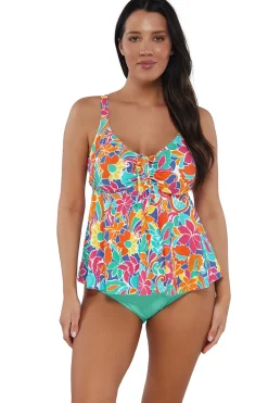 Sunsets Escape Festive Floral Sandbar Rib Marin Tankini Top