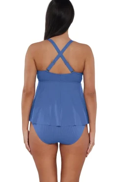 Sunsets Escape Harbor Blue Sandbar Rib Marin Tankini Top