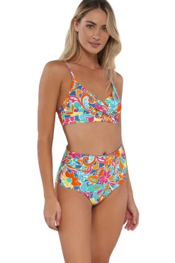 Sunsets Festive Floral Sandbar Rib Capri High Waist Bottom