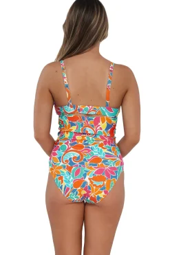 Sunsets Festive Floral Sandbar Rib Serena Tankini Top