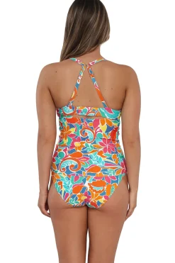 Sunsets Festive Floral Sandbar Rib Serena Tankini Top