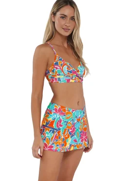 Sunsets Festive Floral Sandbar Rib Sporty Swim Skirt