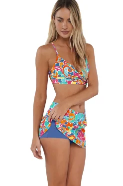 Sunsets Festive Floral Sandbar Rib Sporty Swim Skirt