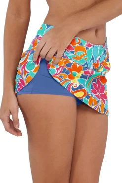 Sunsets Festive Floral Sandbar Rib Sporty Swim Skirt