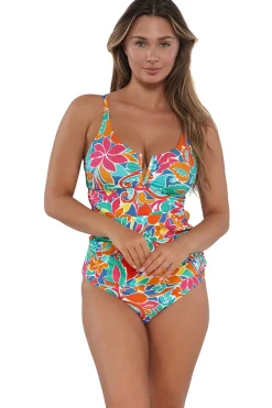 Sunsets Festive Floral Sandbar Rib Zuri V-Wire Tankini Top