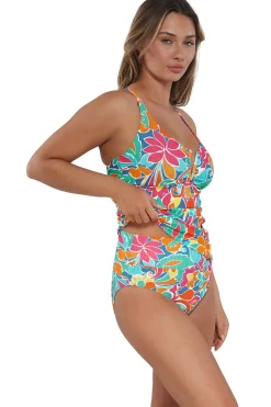 Sunsets Festive Floral Sandbar Rib Zuri V-Wire Tankini Top