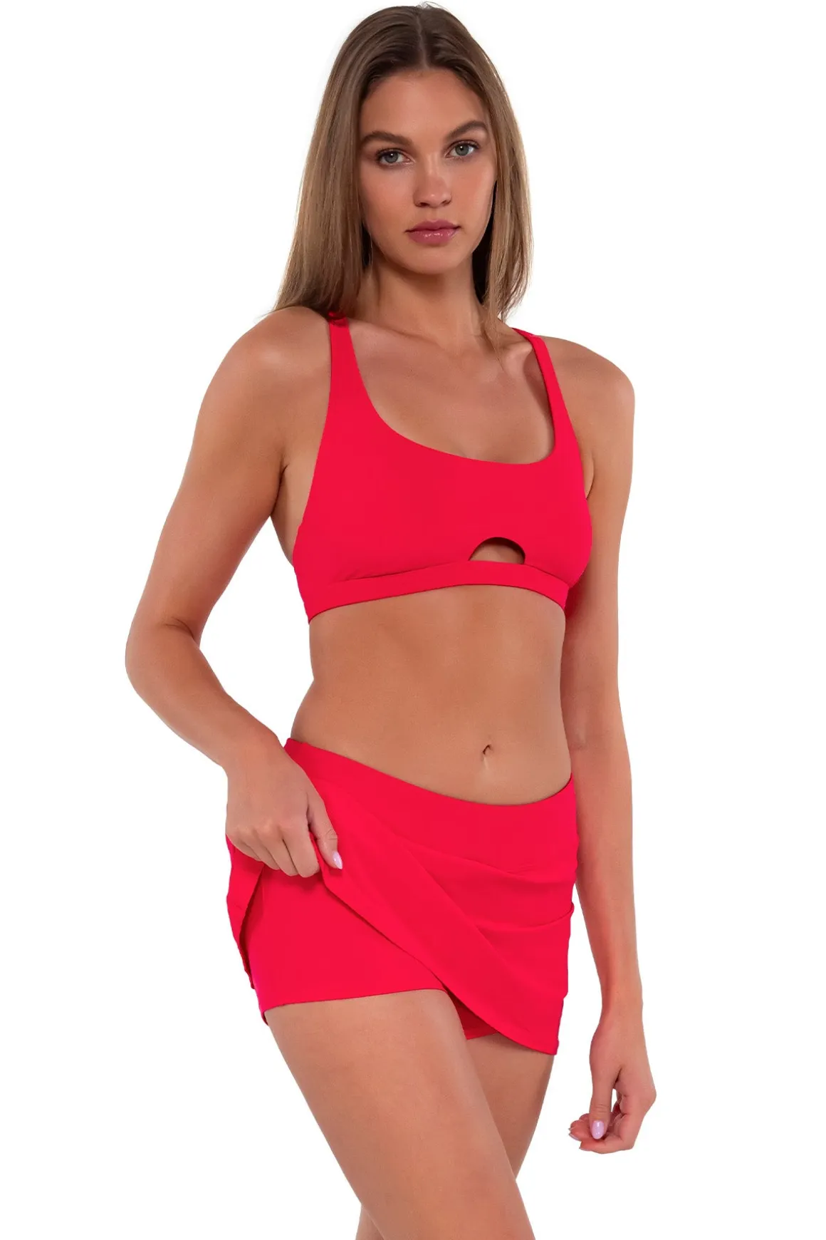 Sunsets Geranium Sporty Swim Skirt