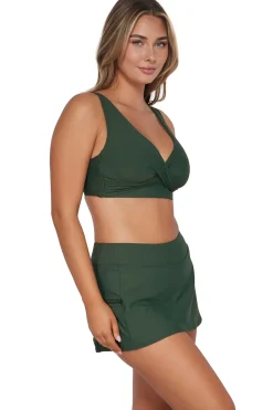 Sunsets Island Green Sporty Swim Skirt Bottom