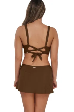 Sunsets Tiki Brown Sporty Swim Skirt