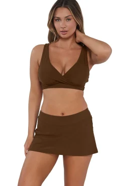Sunsets Tiki Brown Sporty Swim Skirt