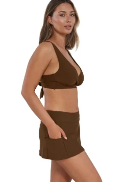 Sunsets Tiki Brown Sporty Swim Skirt