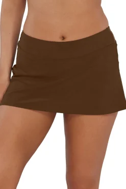 Sunsets Tiki Brown Sporty Swim Skirt