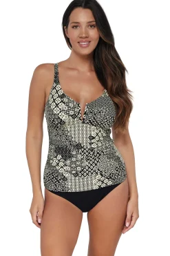 Sunsets Venice Seagrass Texture Zuri V-Wire Tankini Top